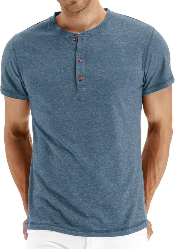 Men's Casual Henley T-Shirt - Long/Short Sleeve Options