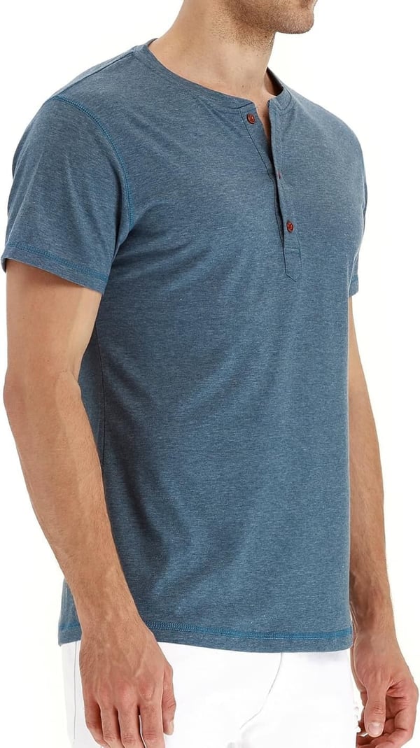 Men's Casual Henley T-Shirt - Long/Short Sleeve Options