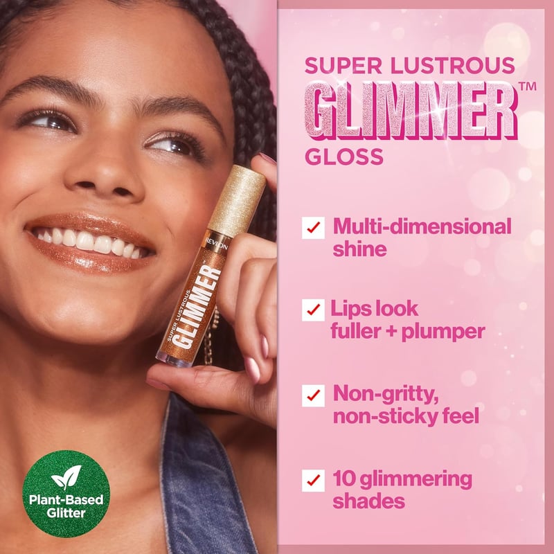 REVLON Lavender Lust Non-Sticky Lip Gloss with Plant-Based Glitter