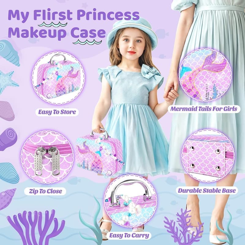 Mermaid Pretend Makeup Kit for Girls, 年齡 3+