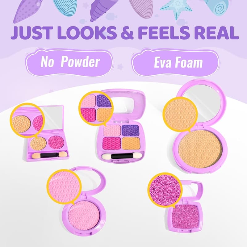 Mermaid Pretend Makeup Kit for Girls, 年齡 3+