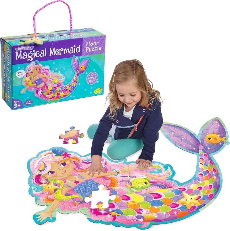 Magical Mermaid Shimmery Floor Puzzle for Kids