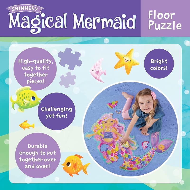 Magical Mermaid Shimmery Floor Puzzle for Kids