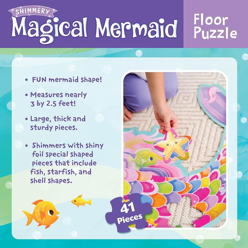 Magical Mermaid Shimmery Floor Puzzle for Kids