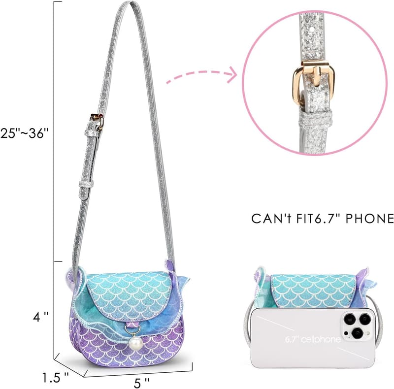 Girls' Mermaid Dress-Up Purse & Jewelry Set for Ages 3-8