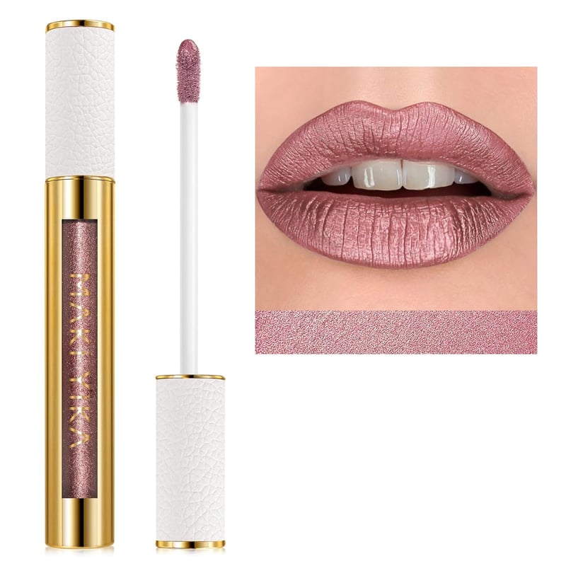 Long-Lasting Metallic Pink Lipstick for Women - No Smudge, Glitter Shine