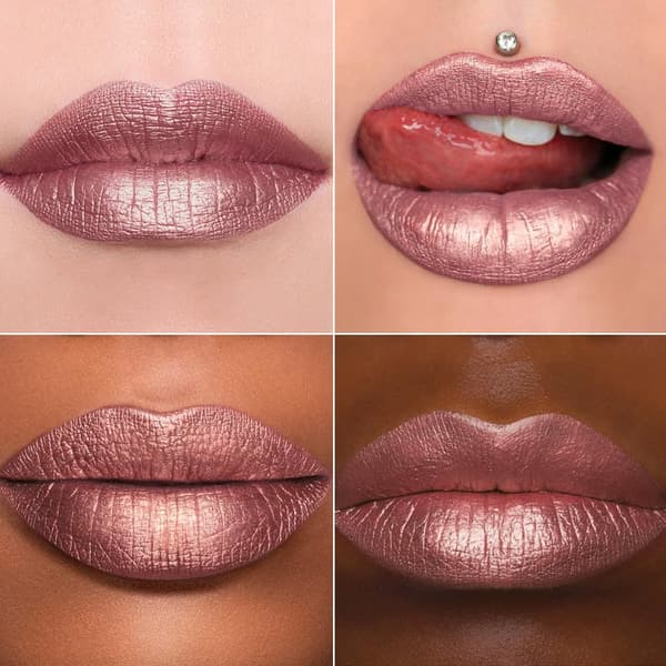 Long-Lasting Metallic Pink Lipstick for Women - No Smudge, Glitter Shine