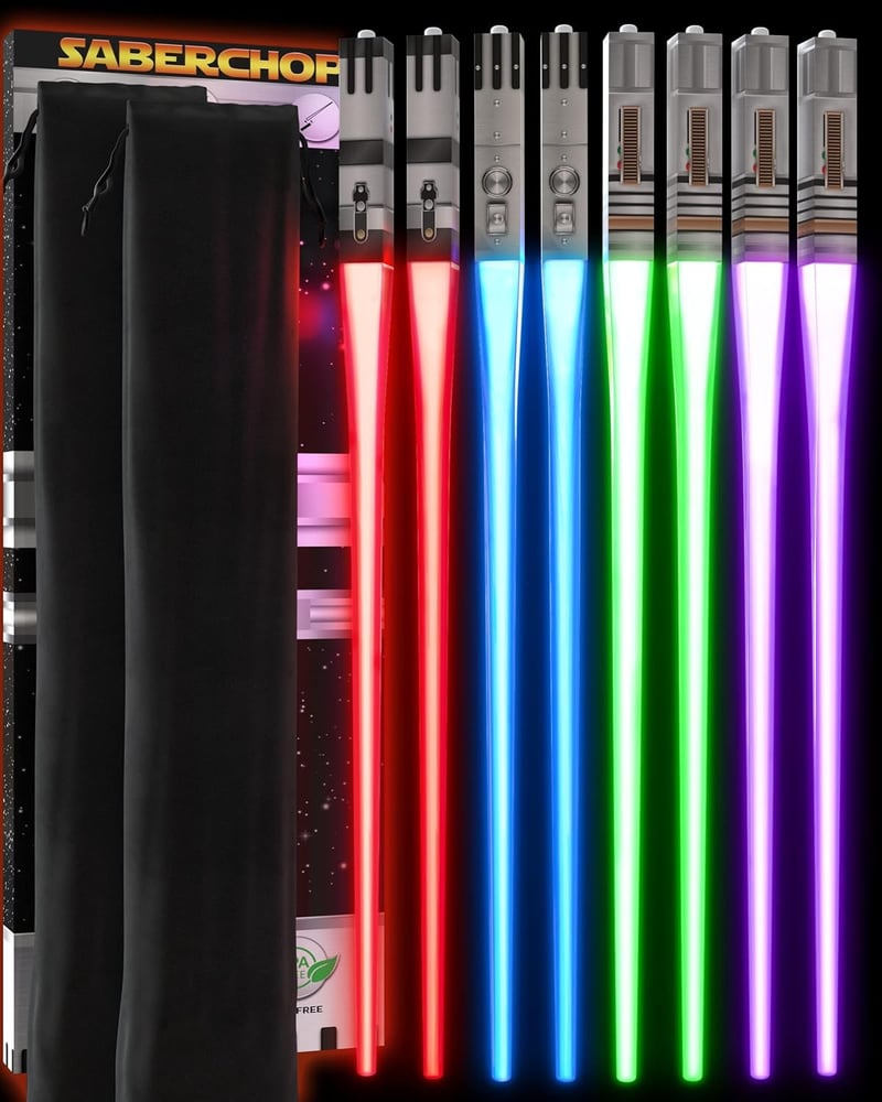 Star Wars LED Light-Up Chopsticks Set - 4 Pairs, Case Gift Box