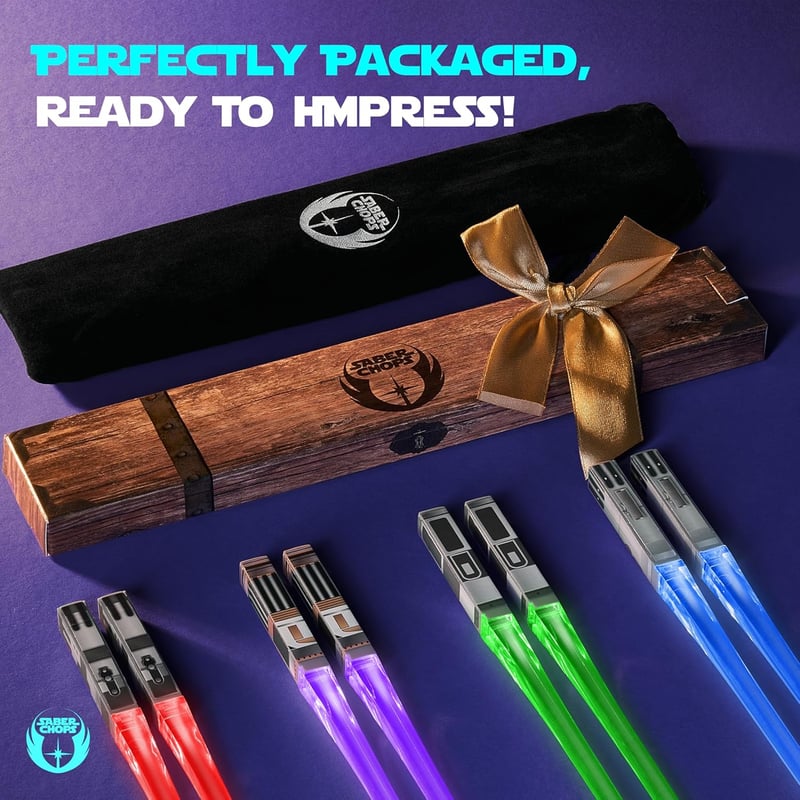 Star Wars LED Light-Up Chopsticks Set - 4 Pairs, Case Gift Box