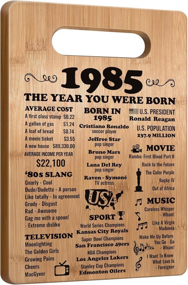 40th Birthday Cutting Board Gift for Men and Women