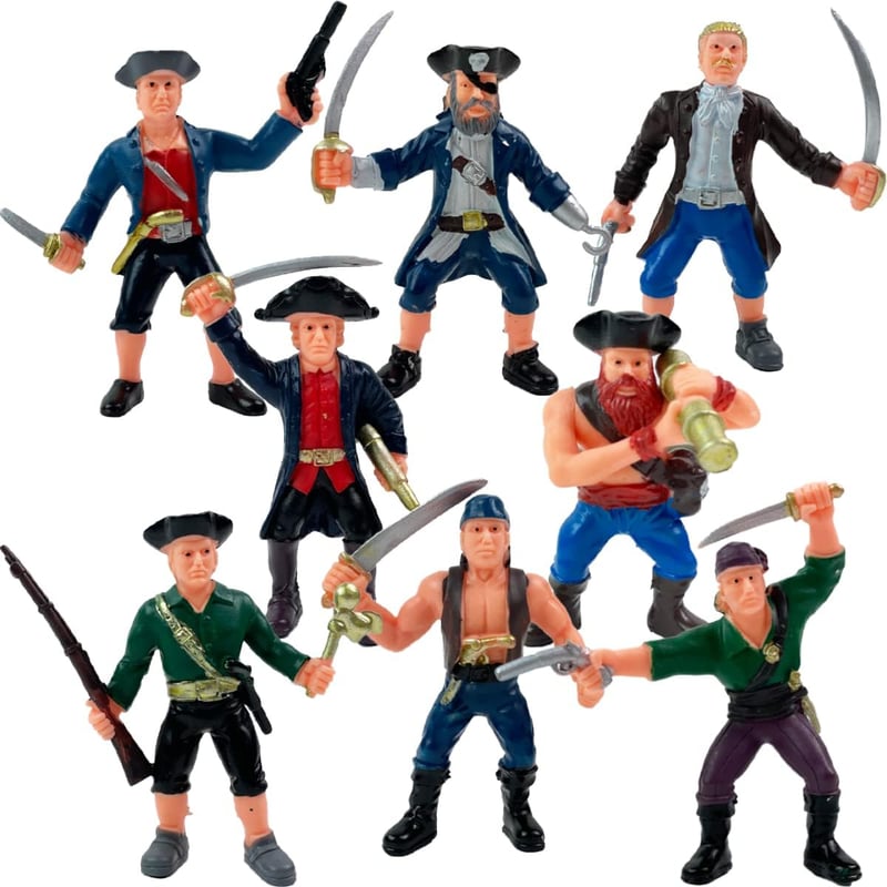 Pirate Action Figures Playset - 8 Pieces with Accessories