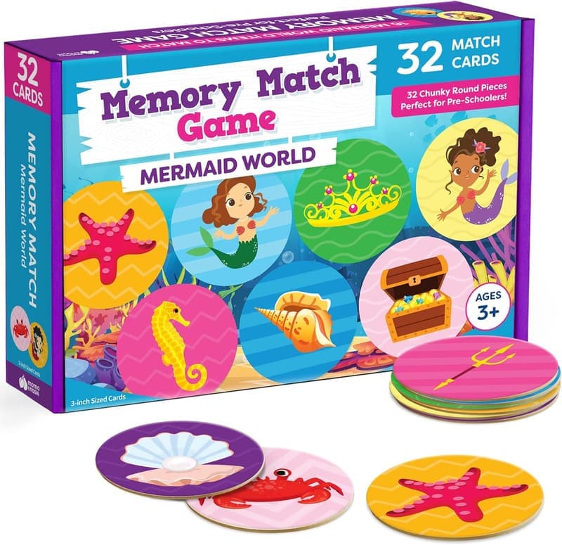 Mermaid Memory Game for Girls Ages 4-6 - 生日禮物