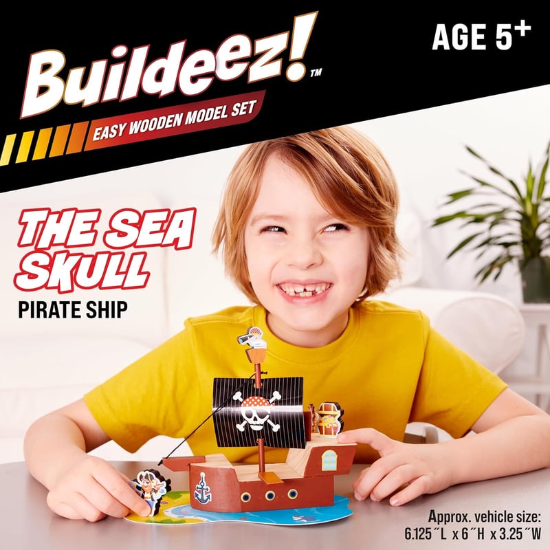 Pirate Ship Wooden Model Kit - DIY STEM Toy for Kids Ages 5-8