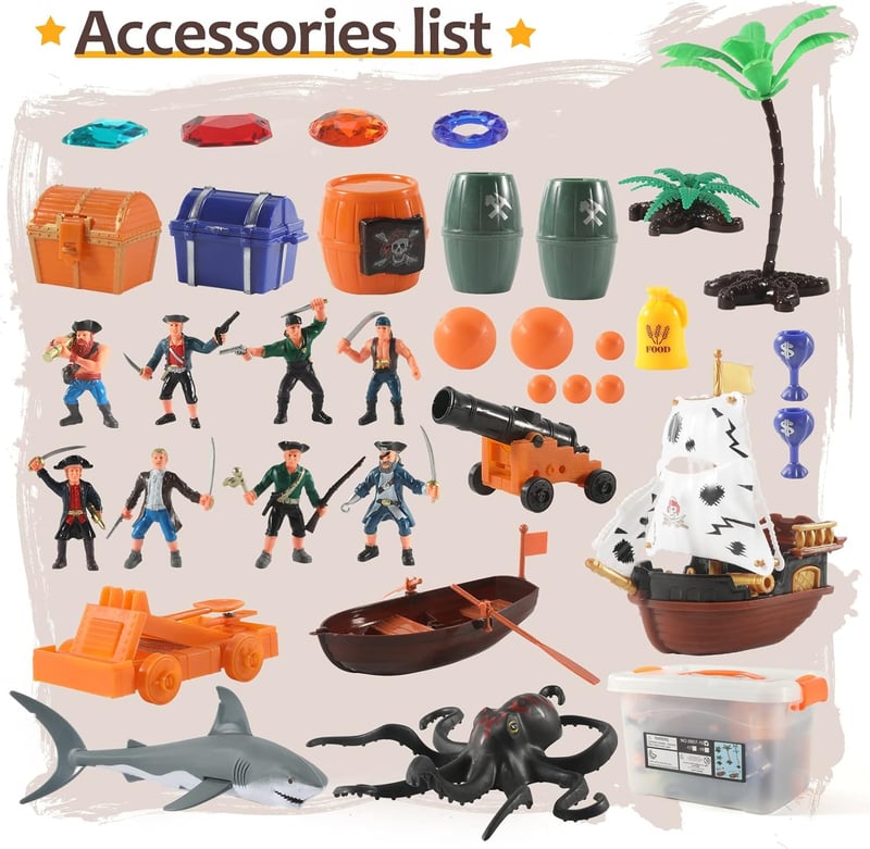 Pirate Adventure Playset with 50 Action Figures and Boat