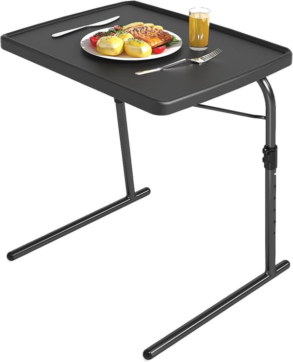 Adjustable Folding TV Tray Table - Large Black Couch Laptop Table