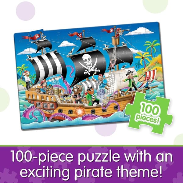 Glow-in-the-Dark Pirate Ship Puzzle for Kids - 100 Pieces