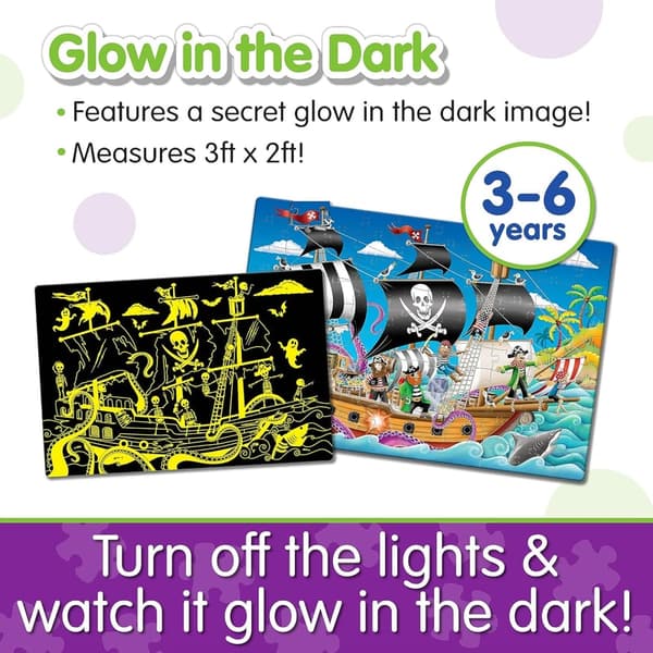 Glow-in-the-Dark Pirate Ship Puzzle for Kids - 100 Pieces