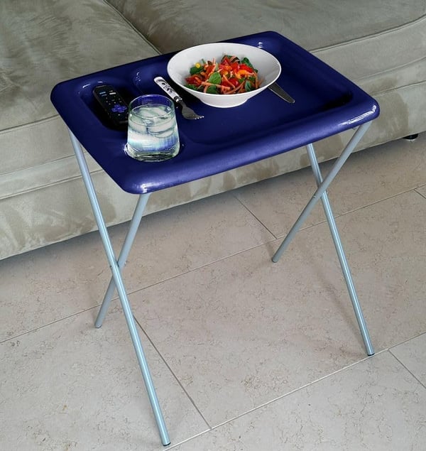 Portable Folding Tray Tables Set of 2 - Flag Blue