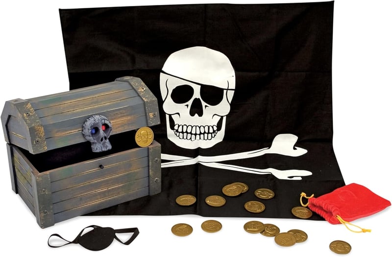 Wooden Pirate Chest Pretend Play Set for Kids