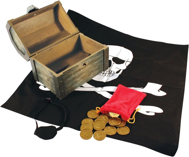 Wooden Pirate Chest Pretend Play Set for Kids