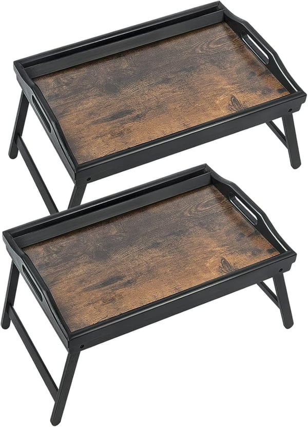 Bamboo Bed Tray Tables with Handles, 2 Pack