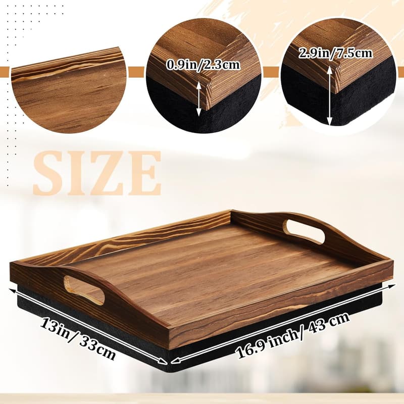 Bamboo Lap Tray with Pillow and Handles for Adults - Housewarming Gift