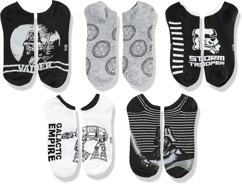 Star Wars Men's Black No Show Socks - 5 Pack, Sizes 10-13