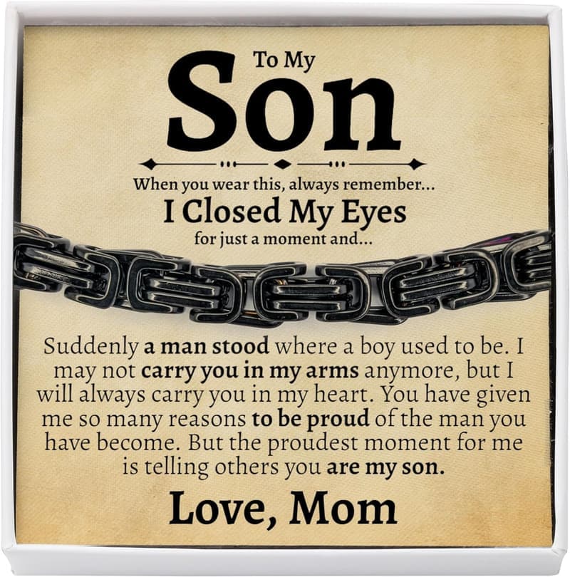 Birthday Gift - Sentimental Cuban Stainless Steel Bracelet for Son