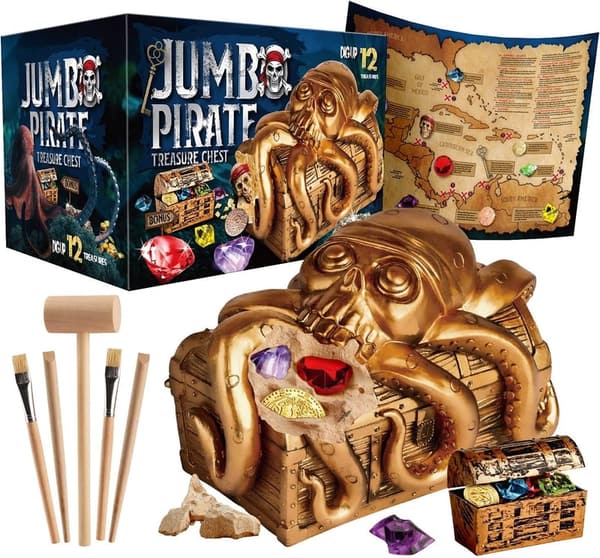 Jumbo Pirate Dig Kit - 12 Treasures for Kids' Birthday Parties