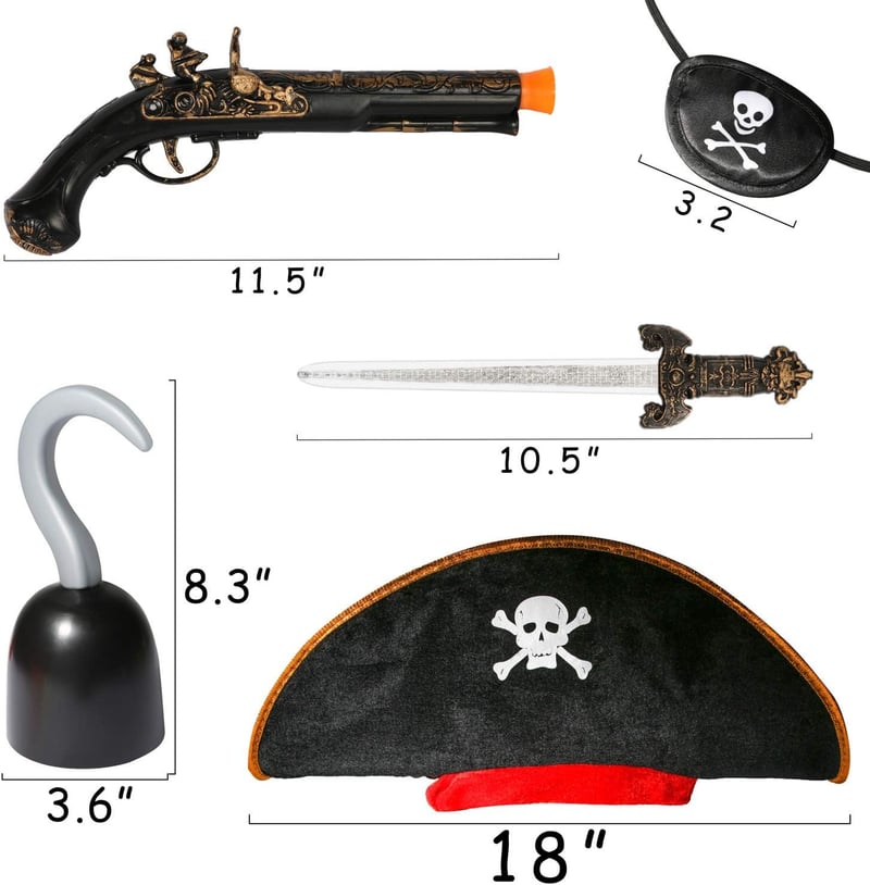 Kids Pirate Costume Accessories Halloween Dress-Up Kit