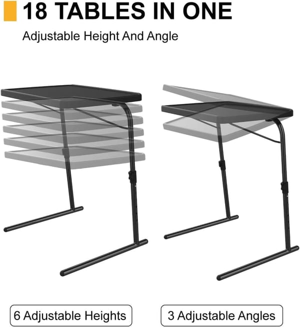 Portable Adjustable TV Tray Table with 6 Height & 3 Tilt Angles