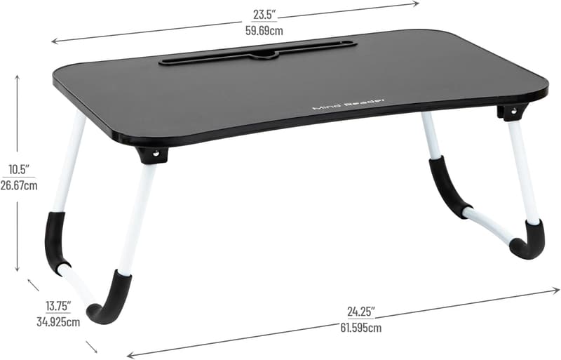 Portable Black Lap Desk with Folding Legs and MDF Surface