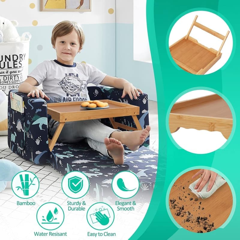 Bamboo Breakfast Bed Tray Table - Folding Legs, 2 Pack