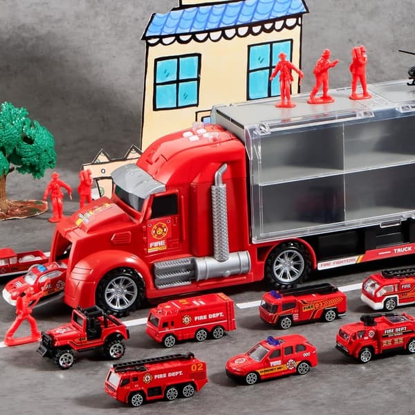 25-Piece Fire Truck Toy Set with Sounds & Lights for Boys
