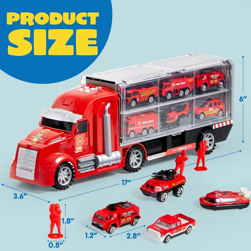 25-Piece Fire Truck Toy Set with Sounds & Lights for Boys
