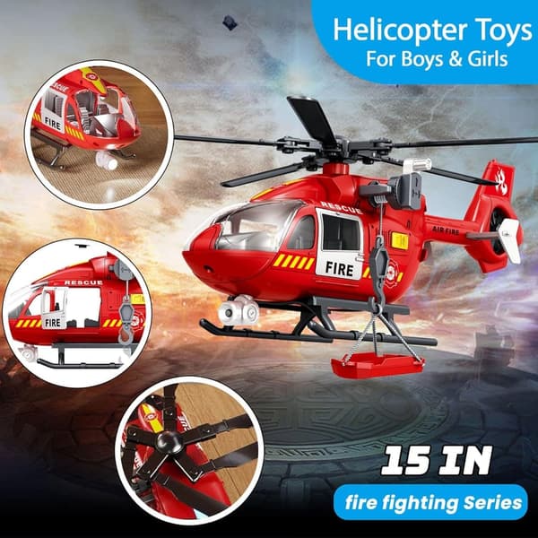 Firefighter Helicopter Toy with Lights & Sound for Kids