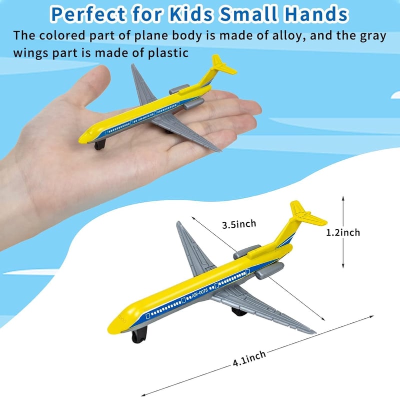 Diecast Airplane Toy Set - 6 Pack for Boys, Ages 3-12
