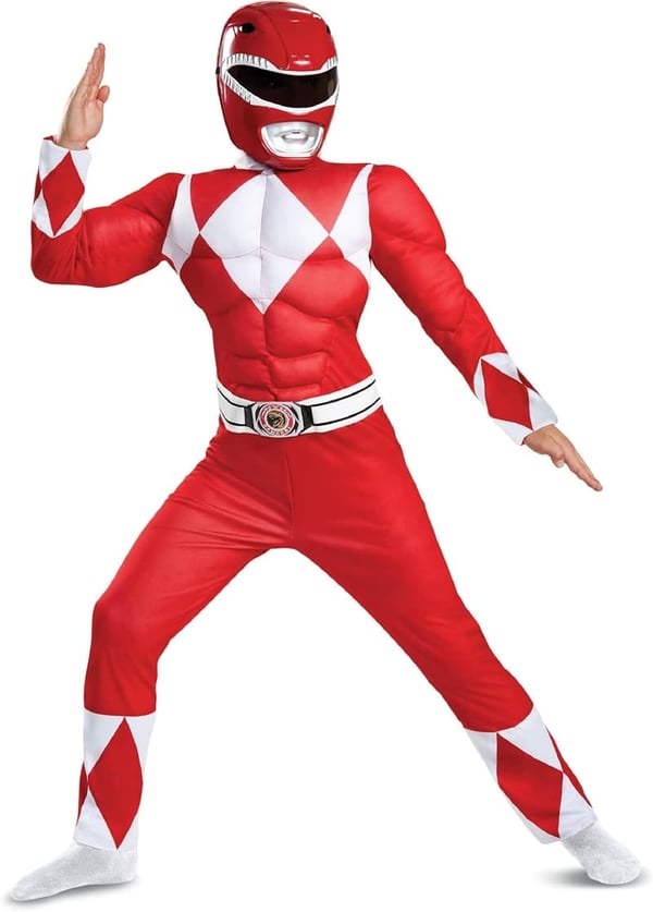 Official Power Rangers Red Ranger Muscle Costume with Mask