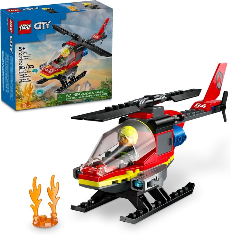 LEGO City Fire Rescue Helicopter Building Set for Kids Ages 5+
