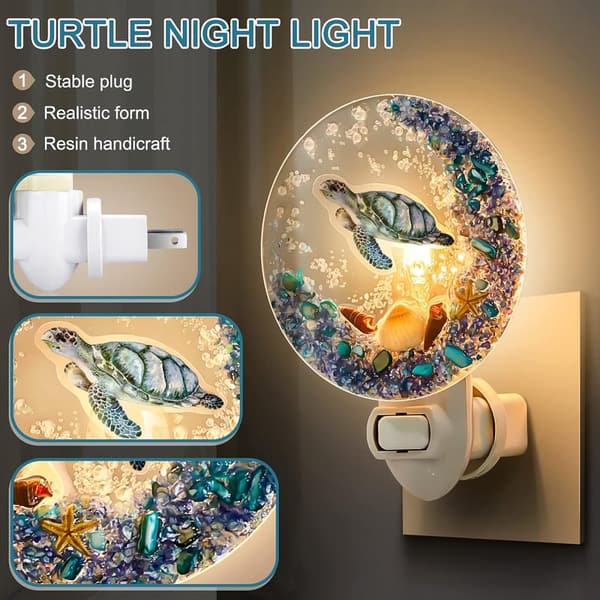 Seashell Night Light - Vintage Ocean Turtle Lamp for Adults
