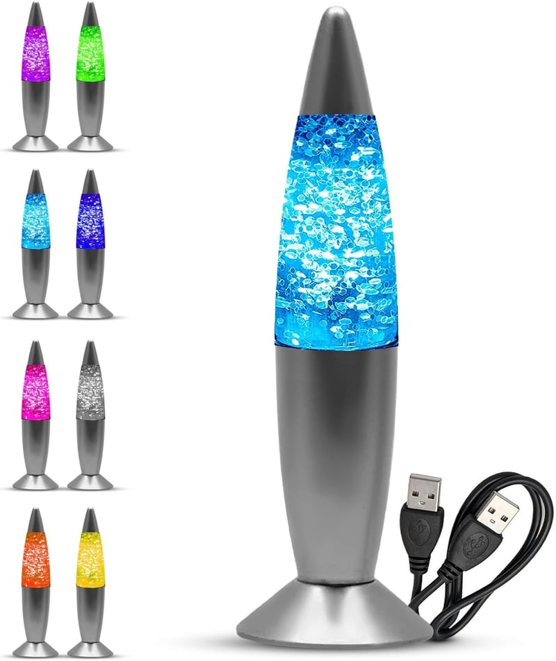 Color Changing Mini Glitter Lamp Night Light for Kids - 7.5 Inch