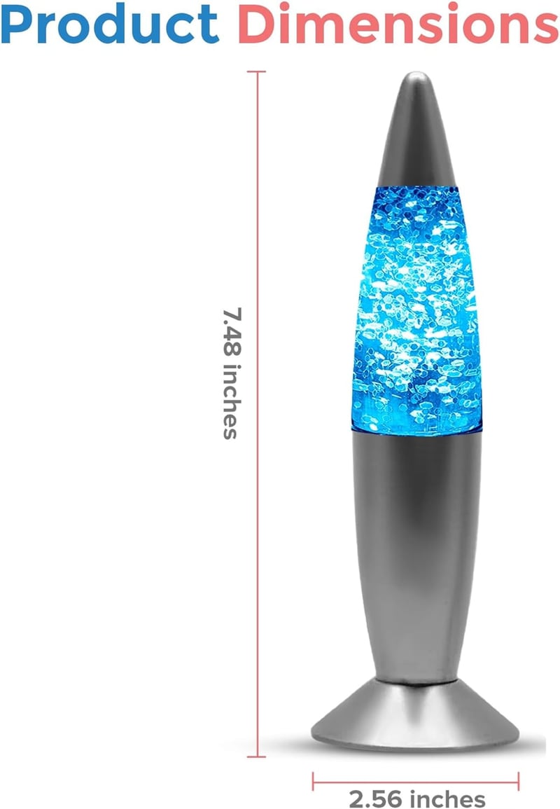 Color Changing Mini Glitter Lamp Night Light for Kids - 7.5 Inch