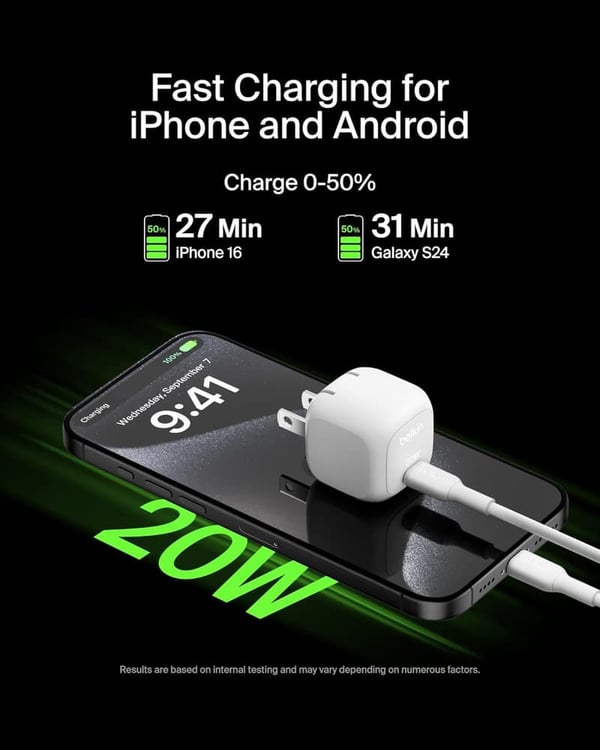 Belkin 20W USB-C Fast Charging Block - Compatible with iPhone & More