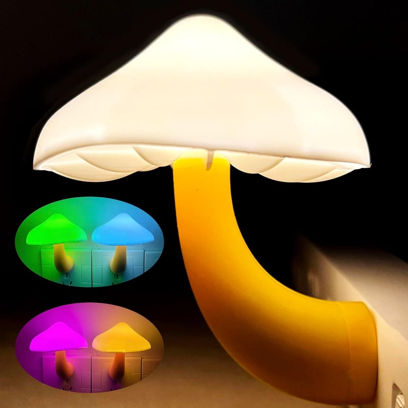 Color Changing Mushroom LED Night Light - Cute Plug-in Lamp