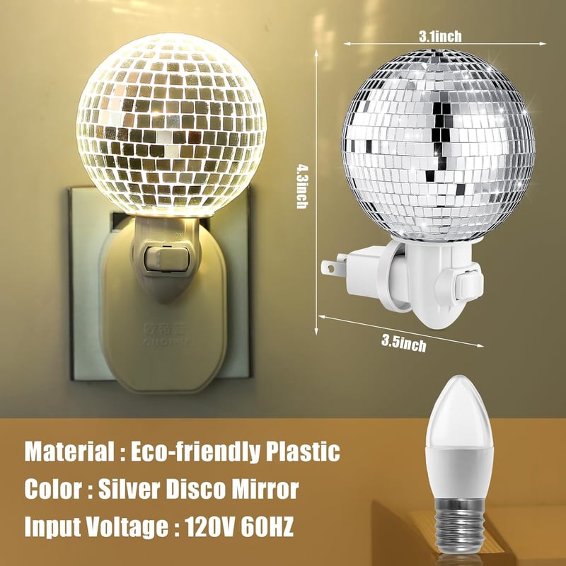 Disco Ball Night Light - LED Mirror Lamp for Home Decor