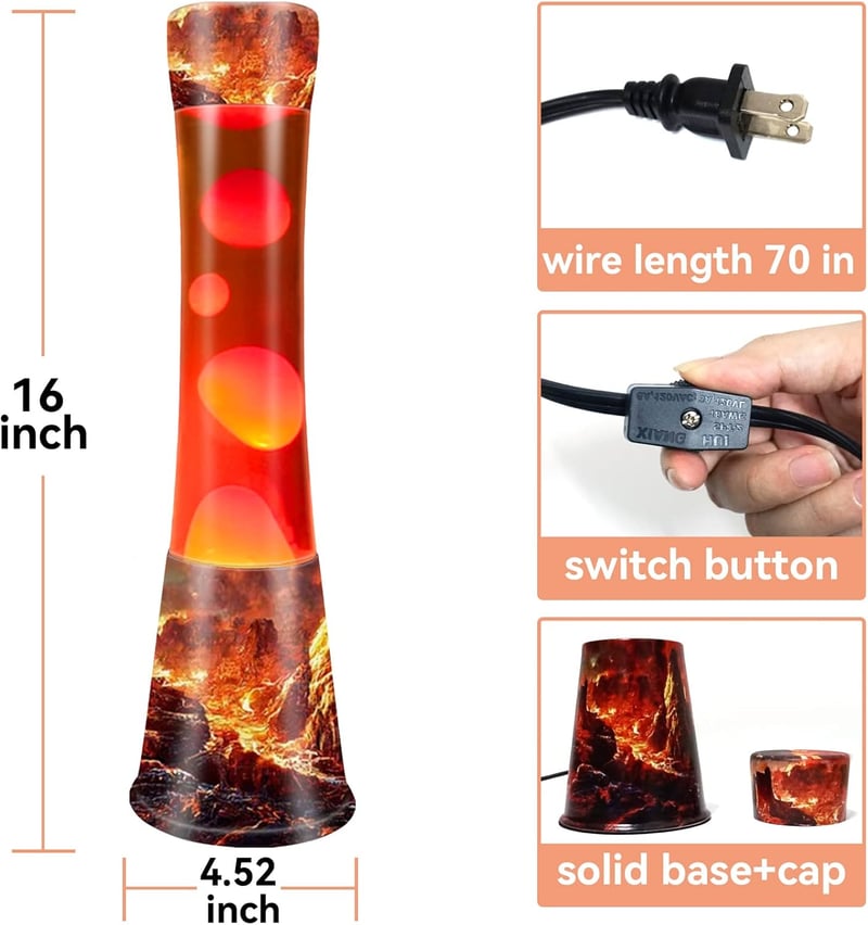 16-Inch Volcano Lava Lamp with Orange Liquid – Home Decor Night Light