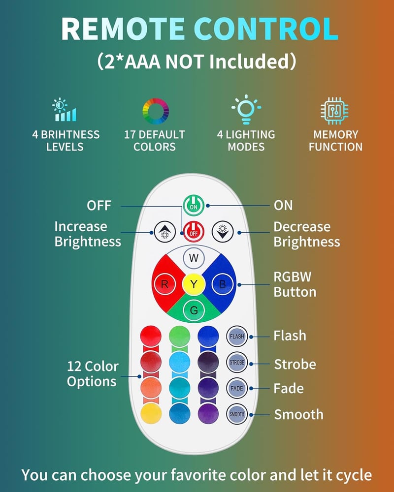 Color-Changing LED Motion Lamp with Remote - 13.5