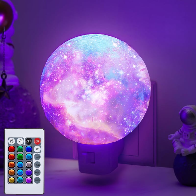 Galaxy Moon Night Lamp with 16 Colors - Perfect for Kids' Birthday Decor