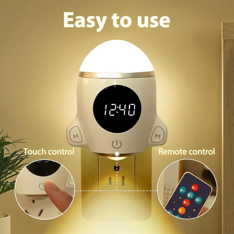 Rocket LED Night Light with Remote & Rechargeable Battery for Kids