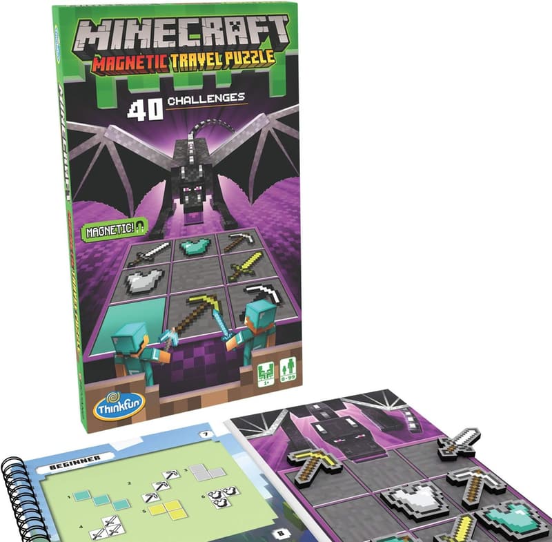 Minecraft Magnetic Travel Puzzle Logic Game - STEM Toy for Kids 8+